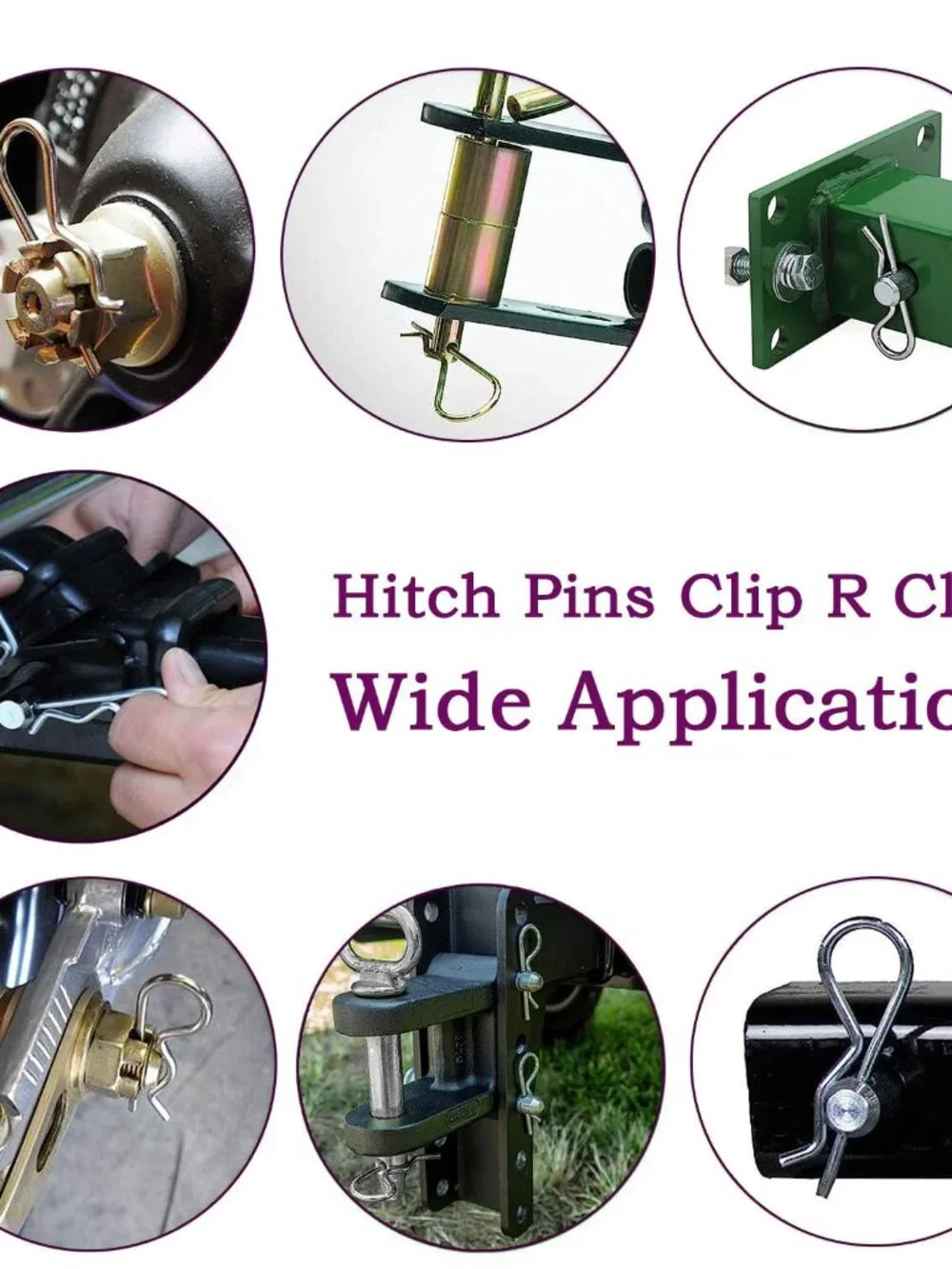 80 Pcs 6 Sizes Stainless Steel Hitch Pin Clip Kit for Hitch Pin Lock System, Tru